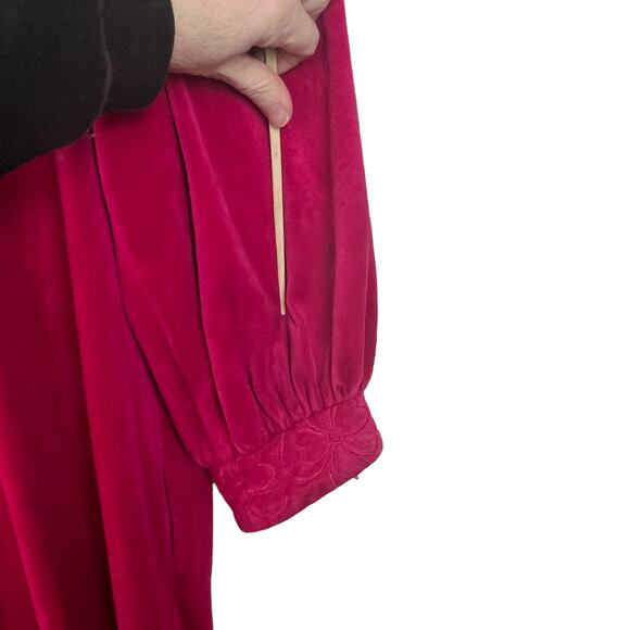 Diamond Tea women Large Bath Robe House coat Dress Vintage Pink Long floral Flaw - Picture 11 of 15